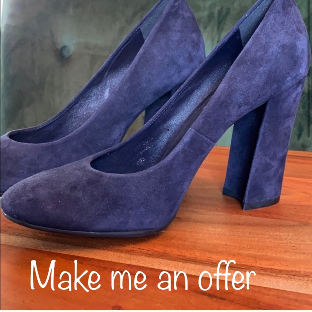 Geox - Blue Suede Heels (Chunky)